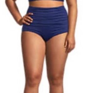 Land’s End Tummy Control High Waisted Retro Bikini Seim Bottoms Deep Sea Navy 3X